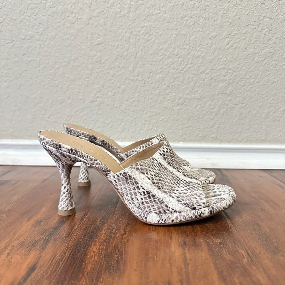 M. GEMI Mule Sandals Multi Snakeskin Leather Open Toe Slip On